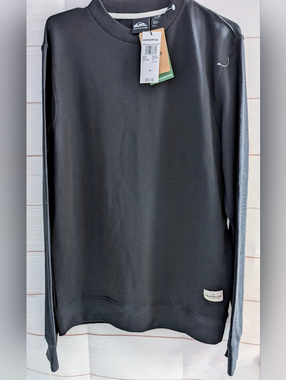 Nwt Quiksilver Men's Black Crewneck Pullover Sweatshirt Size Medium
